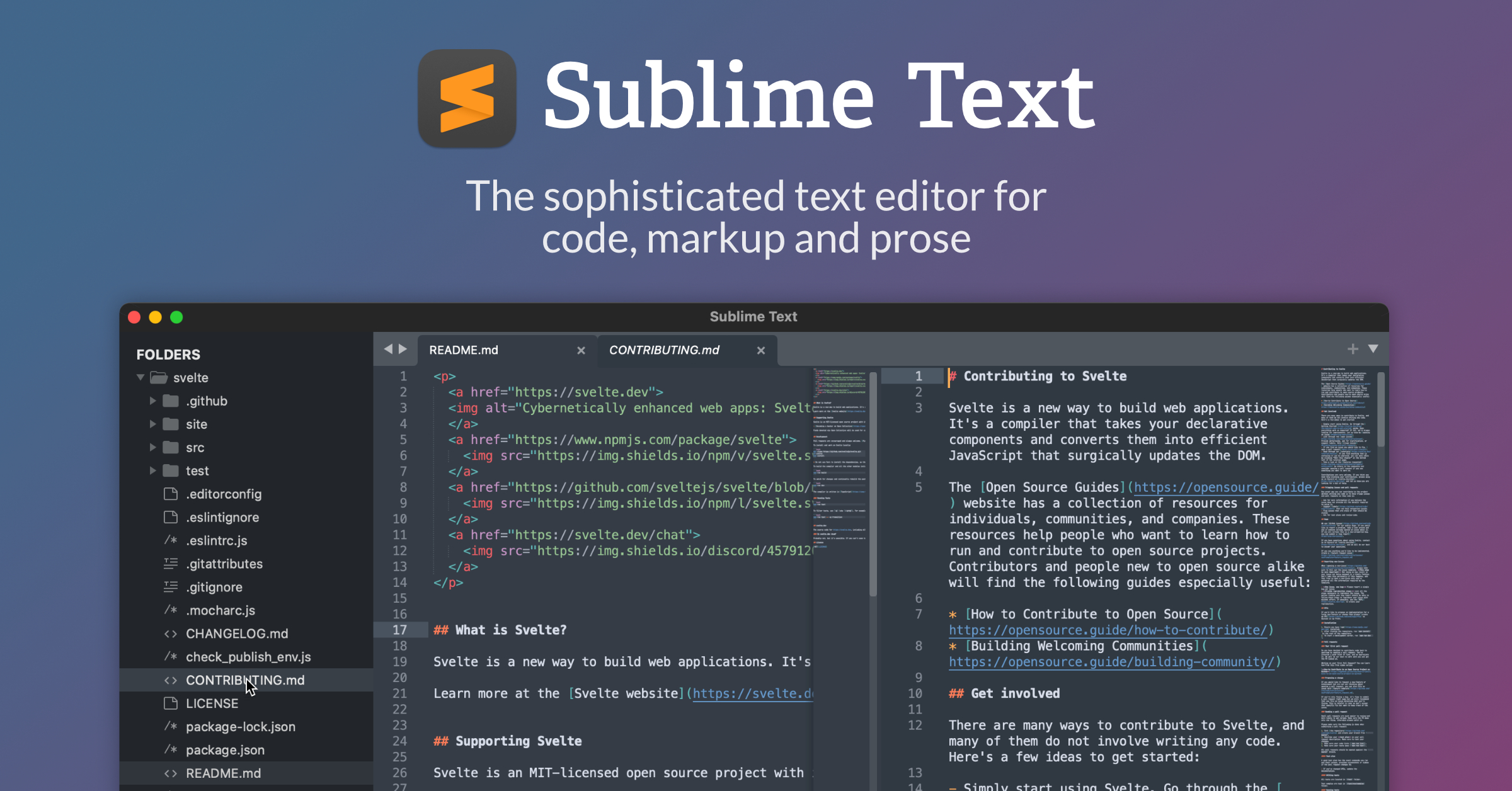Sublime Text workspace with neighboring panes and file navigation